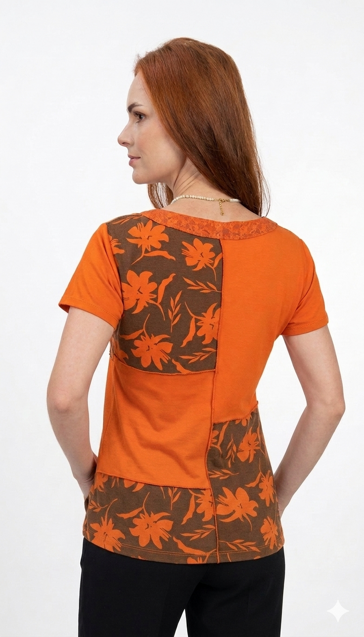 Camiseta com patchwork exclusiva