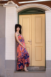 Vestido longo de alças estampado