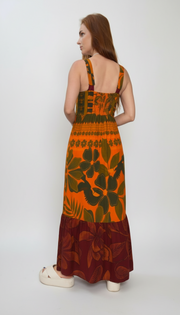 Vestido longo de alças estampado