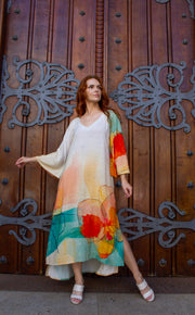 Vestido gola v com cinto para ajuste 