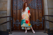 Vestido gola v com cinto para ajuste 