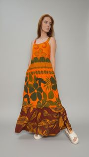 Vestido longo de alças estampado21121
