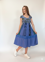 Vestido exclusivo todo em patchwork curto